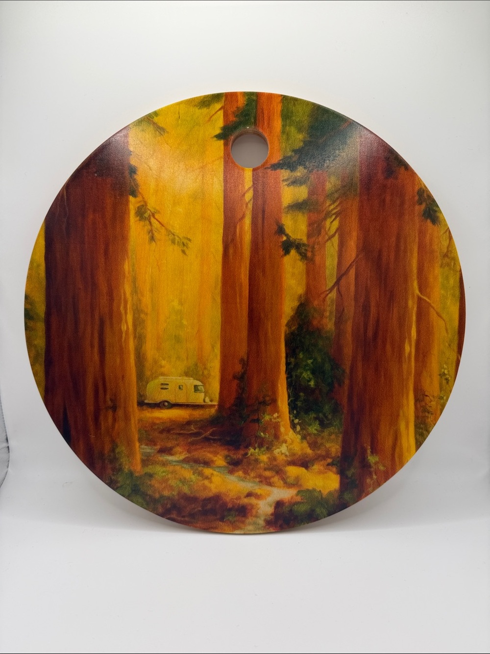 Sunlit Forest Round Wall Art - Yellow and Brown